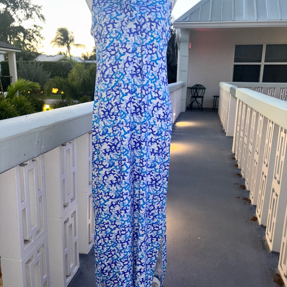 Blue & White Coral-Print Kids One-Piece Romper